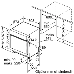 SN515B01DT iQ100 Yarı Ankastre Bulaşık Makinesi 60 cm Siyah