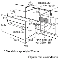 HB134FES1T iQ300 Ankastre Fırın 60 x 60 cm Inox