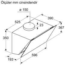 LC66KPJ60T iQ300 Duvar Tipi Davlumbaz 60 cm Siyah Cam